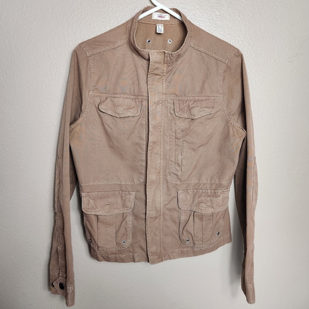 Lands End Canvas womens Brown 100% Cotton Short Uitility Jacket |M|